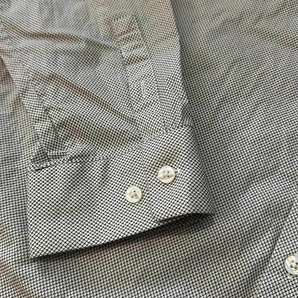 01. Algo Mens Button Down Cotton Long Sleeve Gray/Black Geometric Design Size XL - Picture 2 of 10